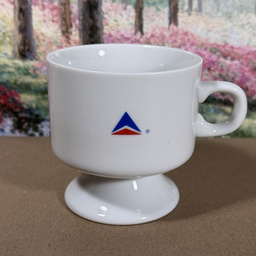Vintage Delta Airlines First Class Footed COFFEE CUP White Ceramic